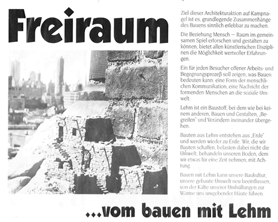 Text Prospekt 'Freiraum - Bauen mit Lehm'